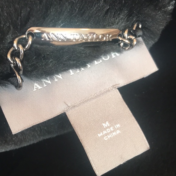 Ann Taylor black coat faux fur, suede feel Medium size - Picture 11 of 12